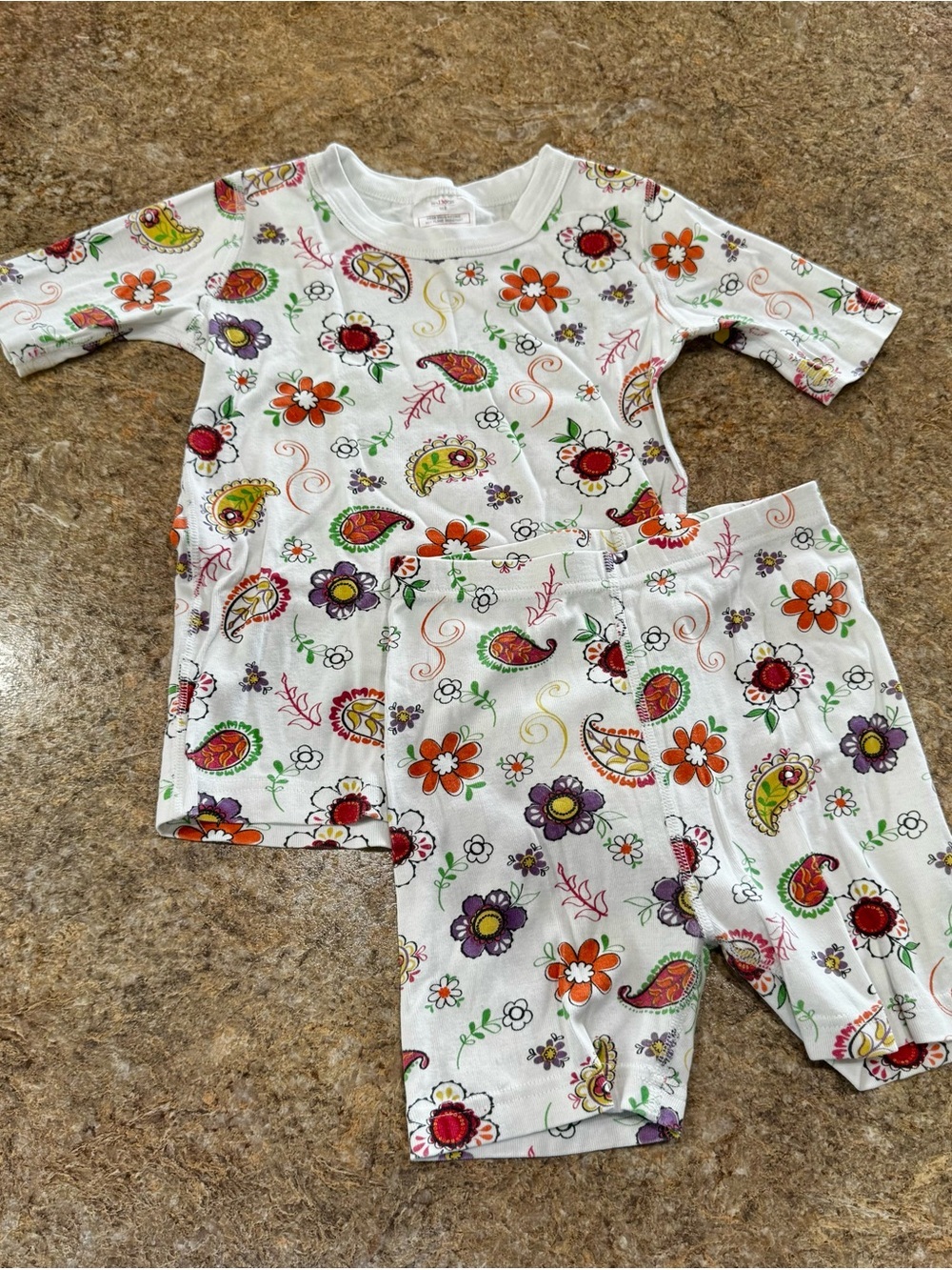 Hanna Andersson Kids Pajama Set Size US 8 Floral Paisley Organic Short Johns